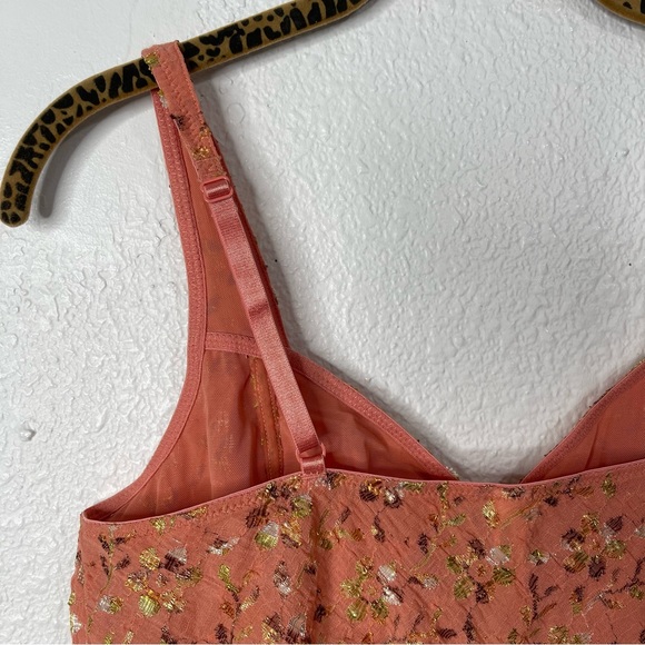 FREE PEOPLE Intimately Crinkle Floral Salmon Tank Top Size Large - Picture 4 of 6